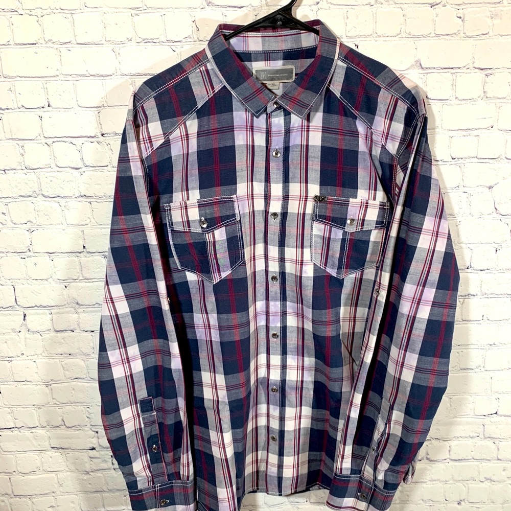 Mens Button down XL Plaid Dress shirt